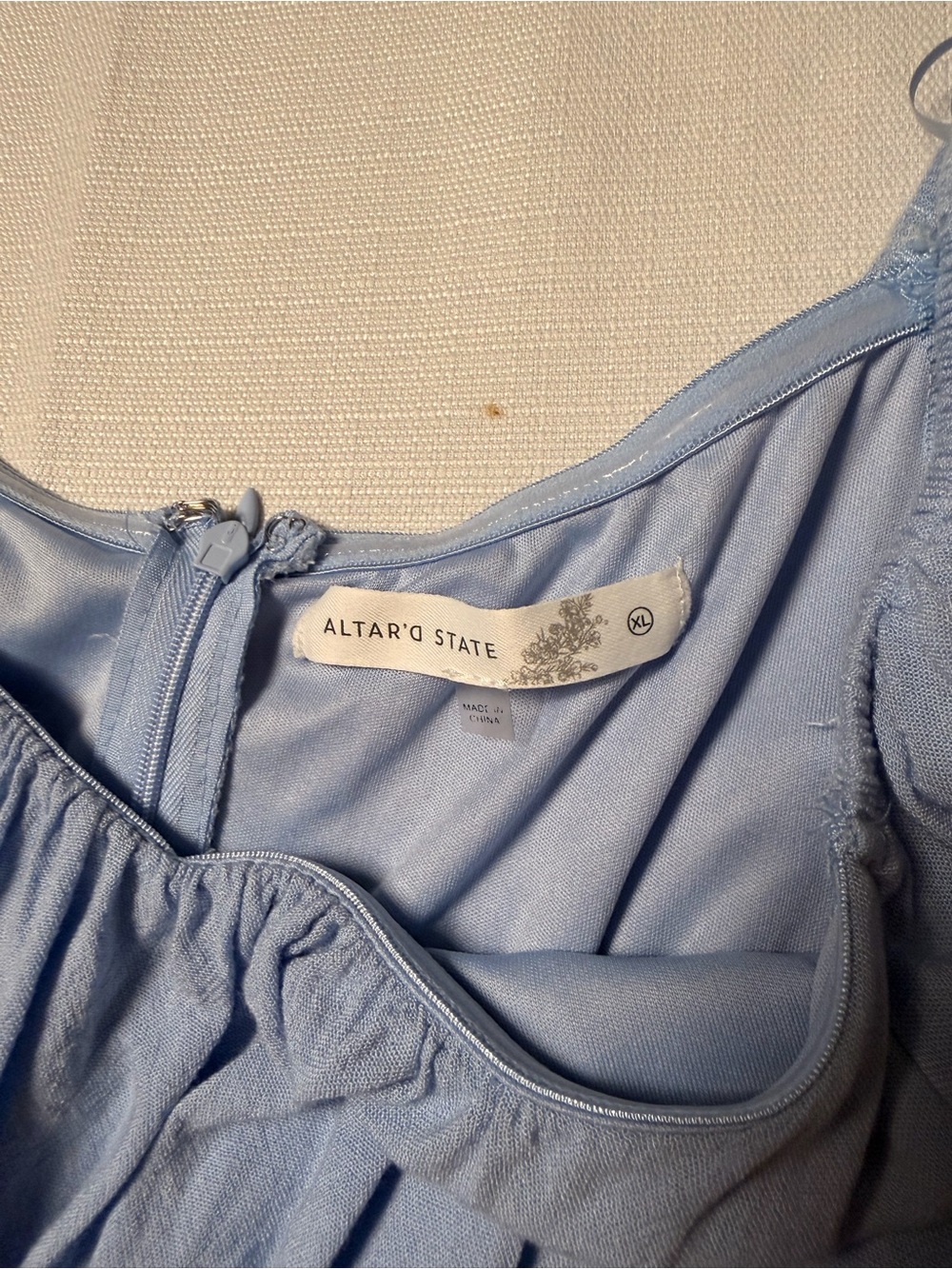 Altar'd State Sky Blue Puff-Sleeve Tiered Mini Dress - Picture 3 of 7